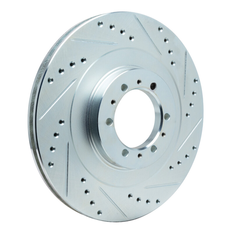 Mitsubishi Montero Sport Brake Rotor (1) - Front Right - R1 Concepts - Drilled & Slotted - Silver - `98-`04